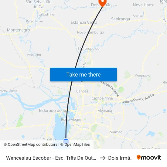 Wenceslau Escobar - Esc. Três De Outubro to Dois Irmãos map