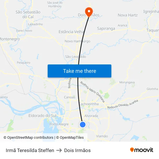 Irmã Teresilda Steffen to Dois Irmãos map