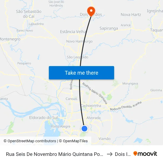 Rua Seis De Novembro Mário Quintana Porto Alegre - Rs 91270-320 Brasil to Dois Irmãos map