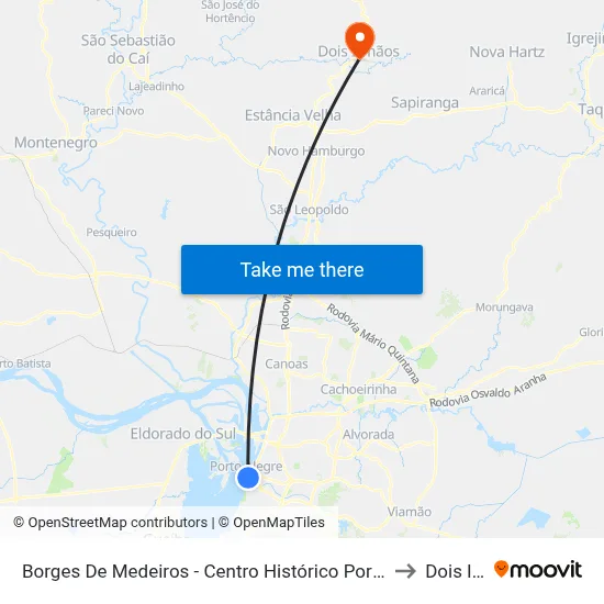 Borges De Medeiros - Centro Histórico Porto Alegre - Rs 90050-240 Brasil to Dois Irmãos map