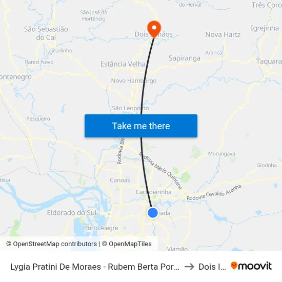 Lygia Pratini De Moraes - Rubem Berta Porto Alegre - Rs 91170-400 Brasil to Dois Irmãos map