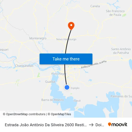 Estrada João Antônio Da Silveira 2600 Restinga Porto Alegre - Rio Grande Do Sul 91790 Brasil to Dois Irmãos map