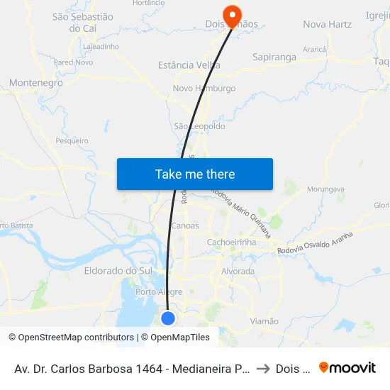 Av. Dr. Carlos Barbosa 1464 - Medianeira Porto Alegre - Rs 90880-001 Brasil to Dois Irmãos map