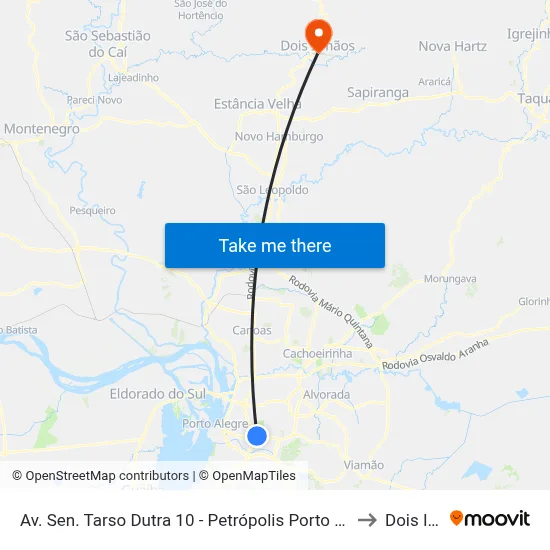 Av. Sen. Tarso Dutra 10 - Petrópolis Porto Alegre - Rs 90690-425 Brasil to Dois Irmãos map