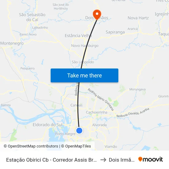 Estação Obirici Cb - Corredor Assis Brasil to Dois Irmãos map