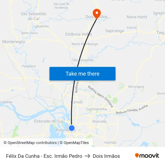 Félix Da Cunha - Esc. Irmão Pedro to Dois Irmãos map