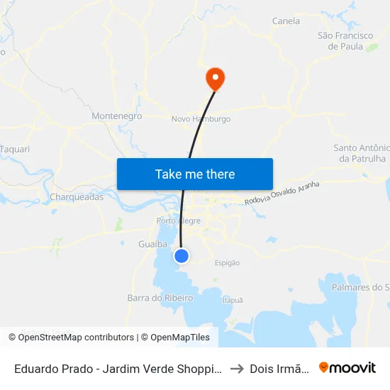 Eduardo Prado - Jardim Verde Shopping to Dois Irmãos map