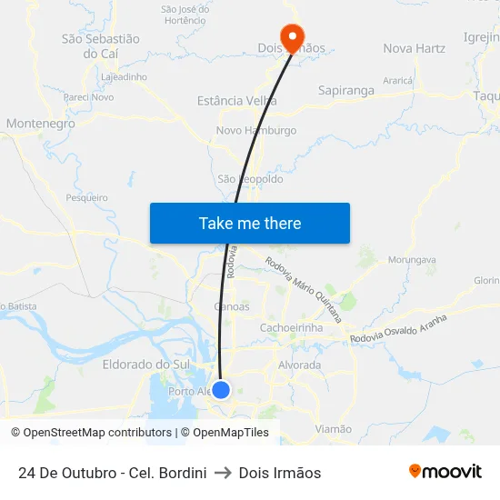 24 De Outubro - Cel. Bordini to Dois Irmãos map