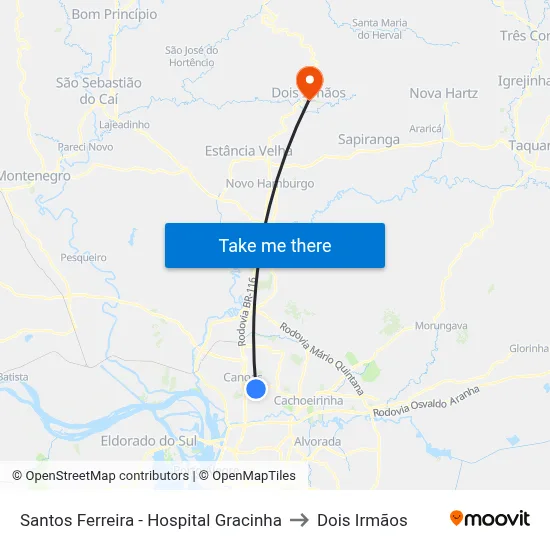 Santos Ferreira - Hospital Gracinha to Dois Irmãos map
