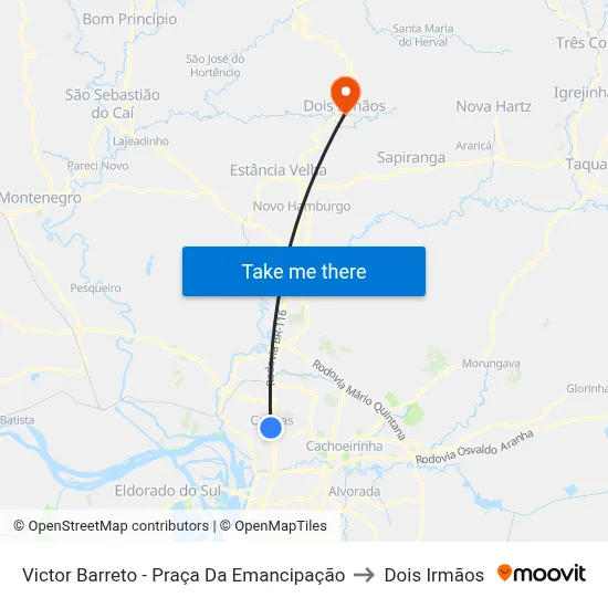 Victor Barreto - Praça Da Emancipação to Dois Irmãos map