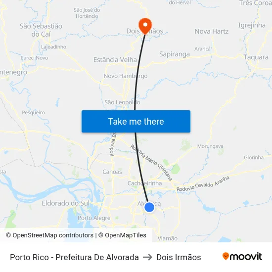 Porto Rico - Prefeitura De Alvorada to Dois Irmãos map
