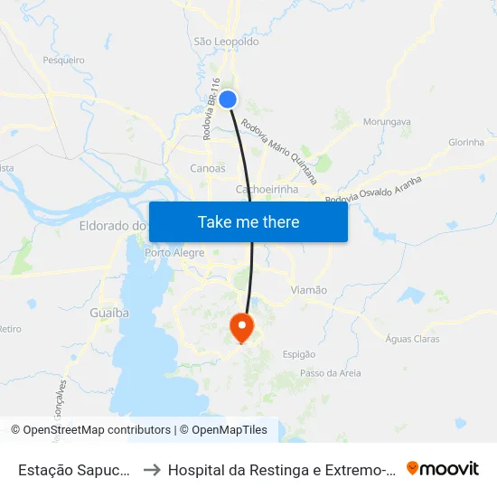 Estação Sapucaia to Hospital da Restinga e Extremo-Sul map