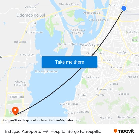 Estação Aeroporto to Hospital Berço Farroupilha map