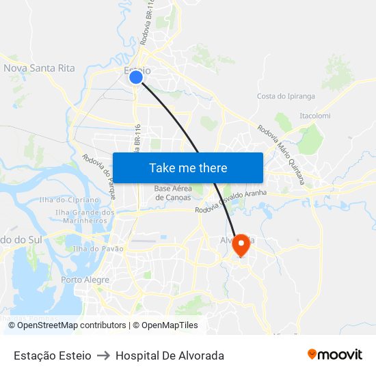 Estação Esteio to Hospital De Alvorada map
