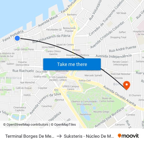 Terminal Borges De Medeiros to Suksteris - Núcleo De Medicina map