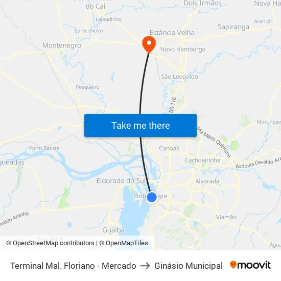 Terminal Mal. Floriano - Mercado to Ginásio Municipal map