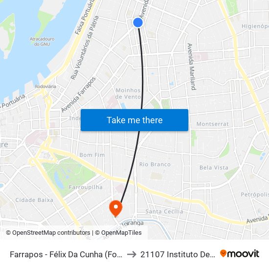 Farrapos - Félix Da Cunha (Fora Do Corredor) to 21107 Instituto De Psicologia map