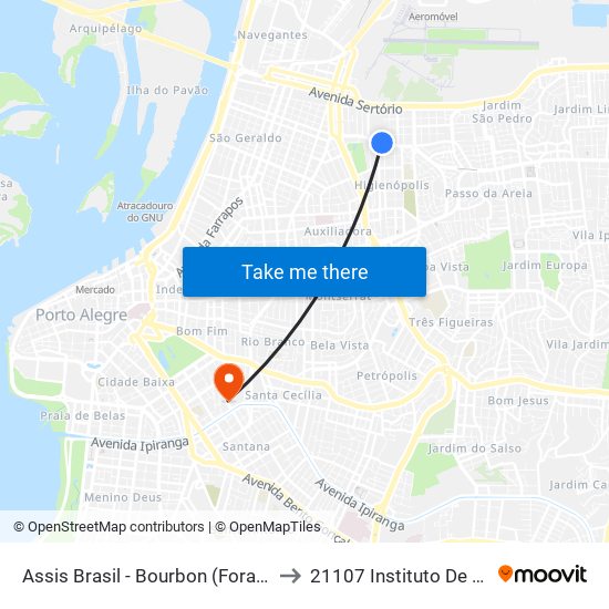 Assis Brasil - Bourbon (Fora Do Corredor) to 21107 Instituto De Psicologia map