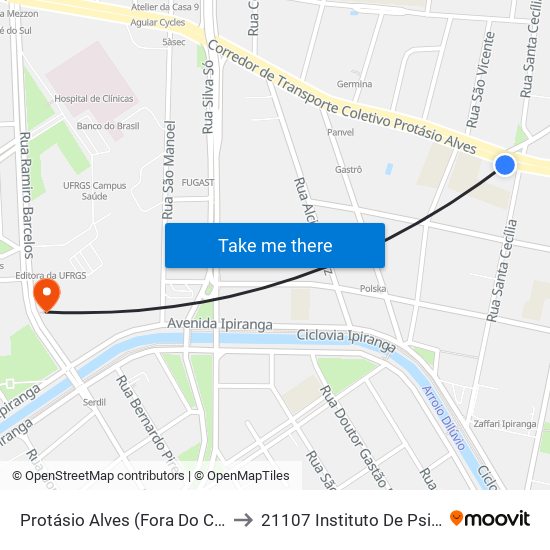 Protásio Alves (Fora Do Corredor) to 21107 Instituto De Psicologia map
