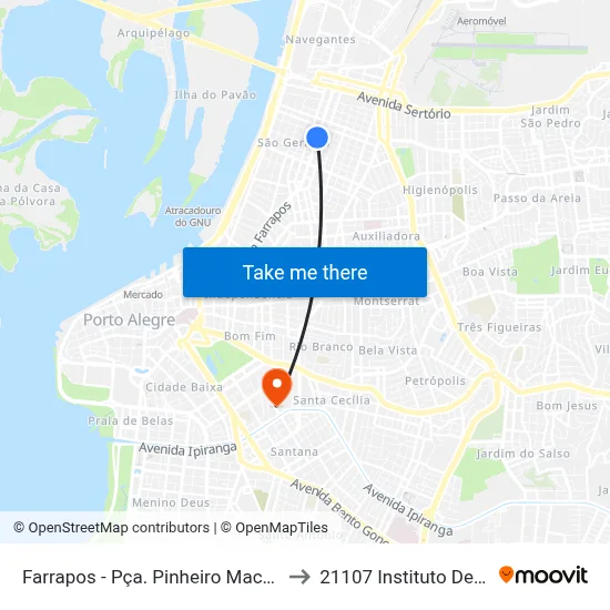 Farrapos - Pça. Pinheiro Machado [Bairro - C] to 21107 Instituto De Psicologia map