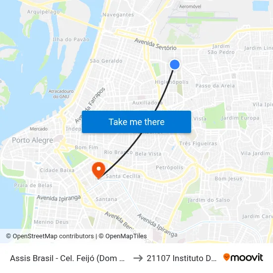 Assis Brasil - Cel. Feijó (Dom Bosco) [Bairro - Bc] to 21107 Instituto De Psicologia map
