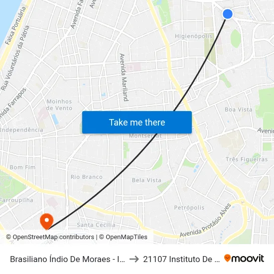 Brasiliano Índio De Moraes - Iapi [Bairro - Bc] to 21107 Instituto De Psicologia map