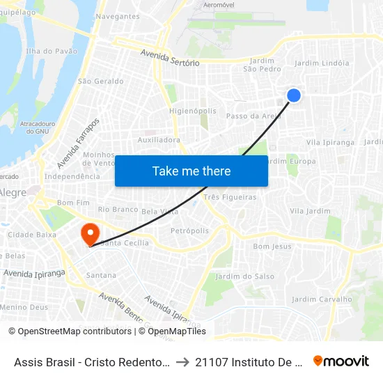 Assis Brasil - Cristo Redentor [Bairro - Bc] to 21107 Instituto De Psicologia map