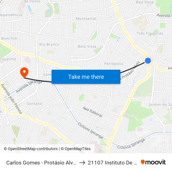 Carlos Gomes - Protásio Alves Sn (Piso 1) to 21107 Instituto De Psicologia map