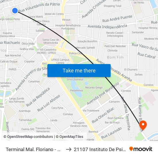 Terminal Mal. Floriano - Mercado to 21107 Instituto De Psicologia map