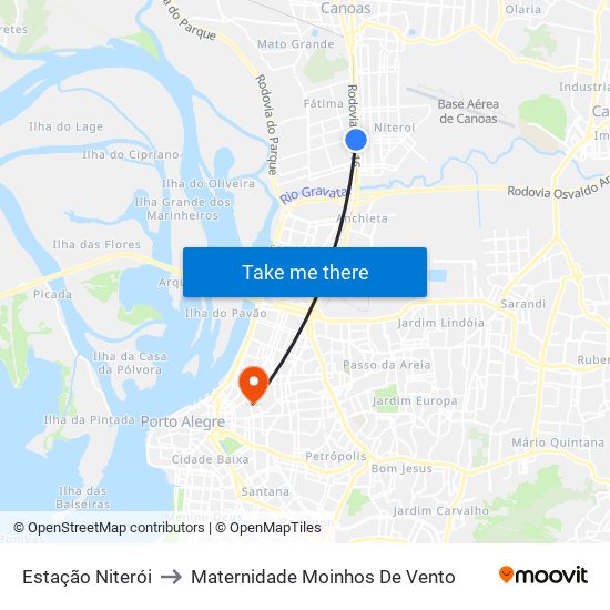 Estação Niterói to Maternidade Moinhos De Vento map