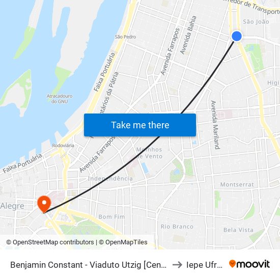 Benjamin Constant - Viaduto Utzig [Centro] to Iepe Ufrgs map