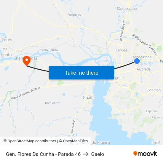 Gen. Flores Da Cunha - Parada 46 to Gaelo map