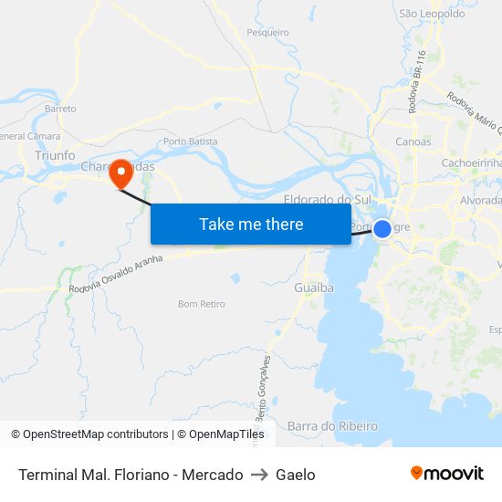 Terminal Mal. Floriano - Mercado to Gaelo map