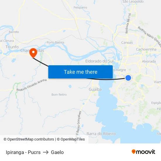 Ipiranga - Pucrs to Gaelo map