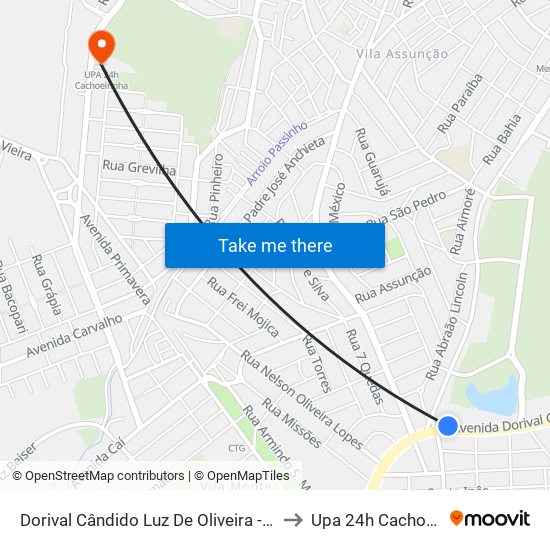 Dorival Cândido Luz De Oliveira - Parada 59 to Upa 24h Cachoeirinha map