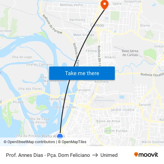 Prof. Annes Dias - Pça. Dom Feliciano to Unimed map