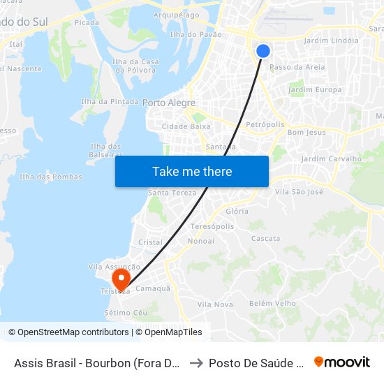 Assis Brasil - Bourbon (Fora Do Corredor) to Posto De Saúde Tristeza map