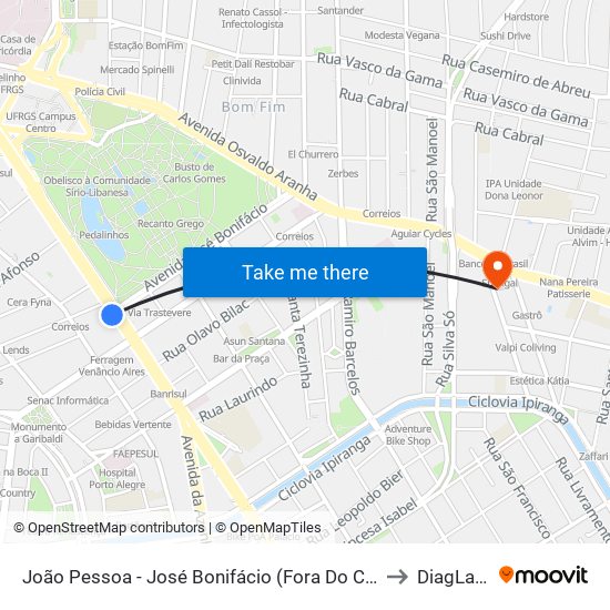 João Pessoa - José Bonifácio (Fora Do Corredor) to DiagLaser map