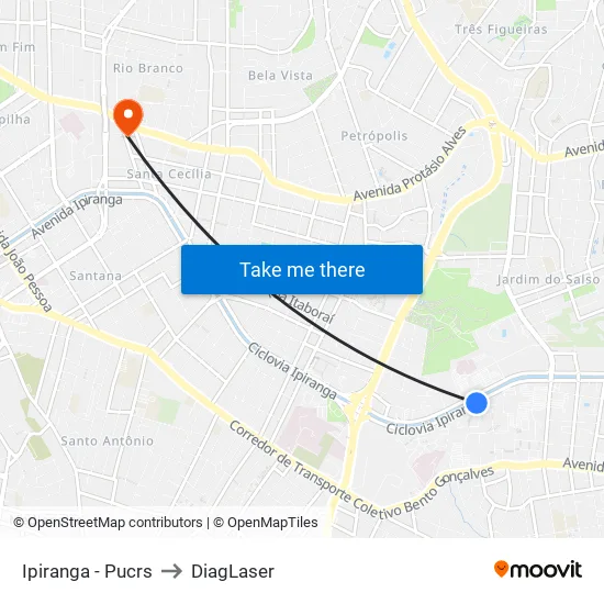 Ipiranga - Pucrs to DiagLaser map