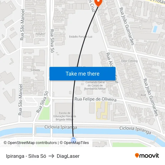 Ipiranga - Silva Só to DiagLaser map