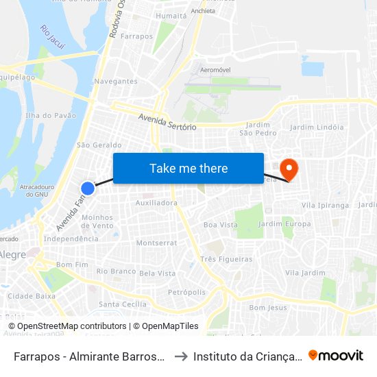 Farrapos - Almirante Barroso (Fora Do Corredor) to Instituto da Criança com Diabetes map