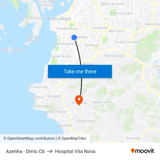 Azenha - Dmlu Cb to Hospital Vila Nova map