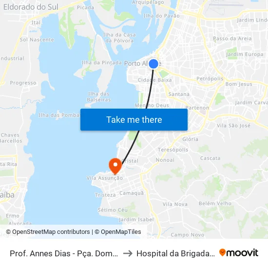 Prof. Annes Dias - Pça. Dom Feliciano to Hospital da Brigada Militar map
