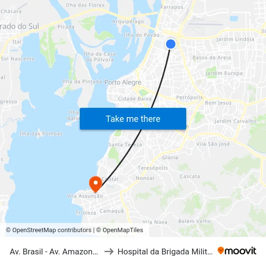 Av. Brasil - Av. Amazonas to Hospital da Brigada Militar map