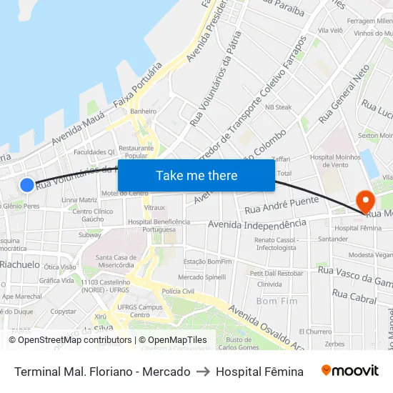 Terminal Mal. Floriano - Mercado to Hospital Fêmina map
