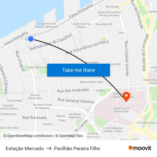 Estação Mercado to Pavilhão Pereira Filho map