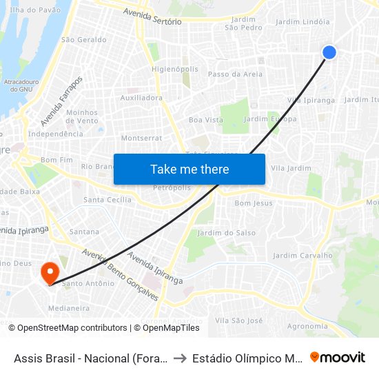 Assis Brasil - Nacional (Fora Do Corredor) to Estádio Olímpico Monumental map