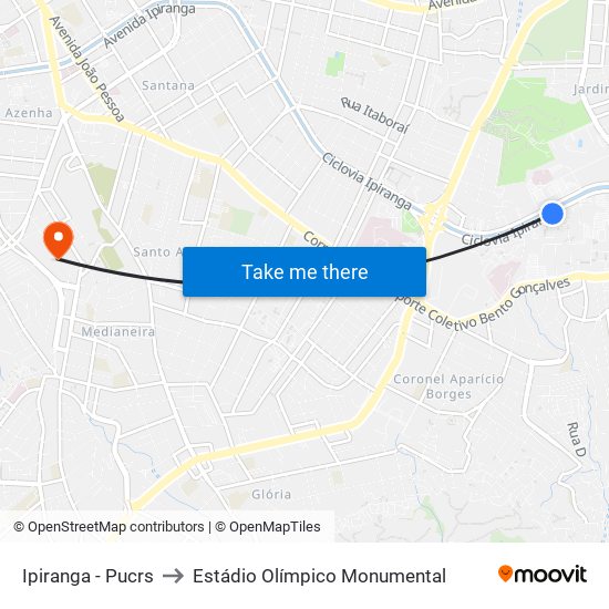 Ipiranga - Pucrs to Estádio Olímpico Monumental map