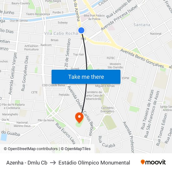 Azenha - Dmlu Cb to Estádio Olímpico Monumental map