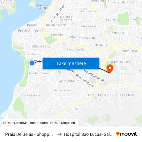 Praia De Belas - Shopping Bc to Hospital Sao Lucas- Sala 307 map